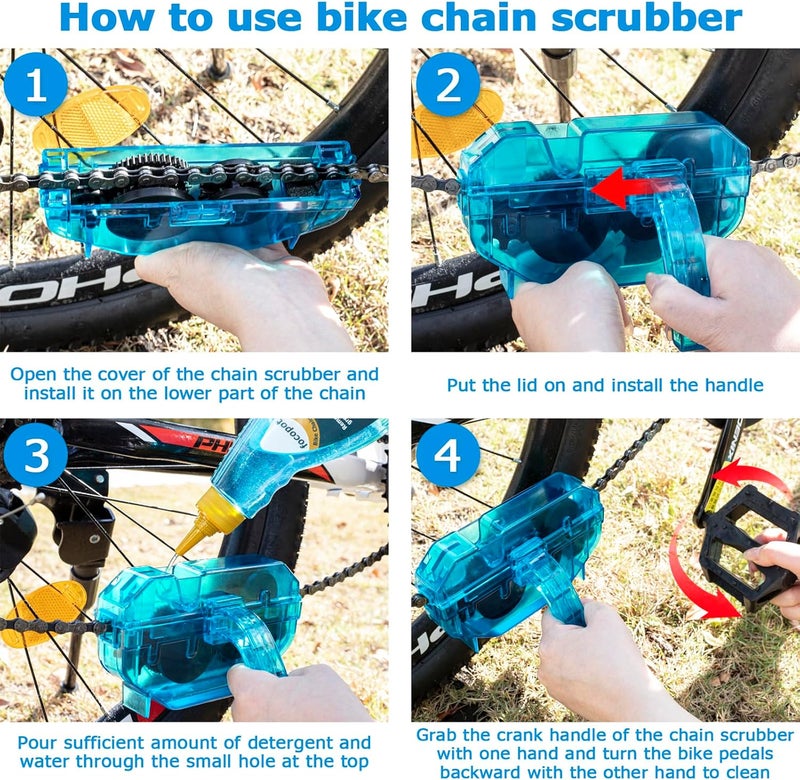 focopot Bike Cleaning Kit Including Bicycle Chain Cleaner Degreaser,Cycling Chain Lube,Cleaner Brush Tool,Scrubber,Suitable for Mountain/MTB,Ebike,Road Bike and Trail Bikes - Image 4